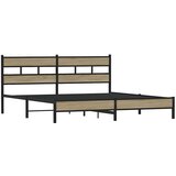 Metalni Kovinski posteljni okvir brez vzmetnice sonoma hrast 193x203 cm, (21607880) | Shoptok.si