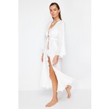 Trendyol Bridal Ecru Maxi Woven Gathered Kimono & Kaftan u
