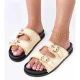 Beige woven clogs with buckles Sameli | Shoptok.si