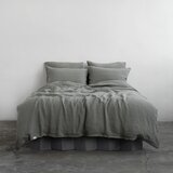 Linen Tales Kaki zelena lanena posteljina za krevet za jednu osobu 140x200 cm – Cijene