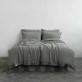 Linen Tales Kaki zelena lanena posteljina za krevet za jednu osobu 140x200 cm –
