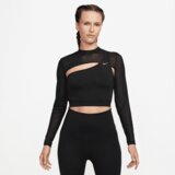 Nike Pro Cropped LS Women's Shirt, Black/Lemon Twist - L, (20800831) | Shoptok.si