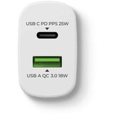 Prio Fast Charge zidni punjač 25W PD PPS (USB C)+QC 3.0 (USB A) bijeli | Eponuda.com