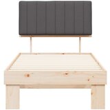 vidaXL Posteljni okvir z oblazinjenim vzglavjem Temno siva 90 x 190 cm | Shoptok.si