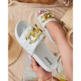 Resti Blue women's quilted slippers with a gold chain Eteris - Footwear | Shoptok.si