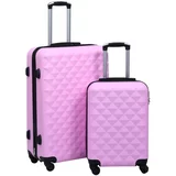  Trdi potovalni kovčki 2 kosa roza ABS