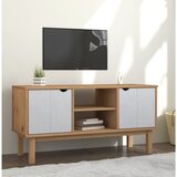 TV ormarić OTTA smeđe-bijeli 113,5x43x57 cm od masivne borovine | shoptok.hr