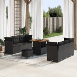 9-dijelni set vrtne sofe s jastucima crni poli ratan | shoptok.hr