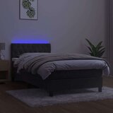  Box spring postelja z vzmetnico LED temno siva 100x200 cm žamet, (20937046) | Shoptok.si