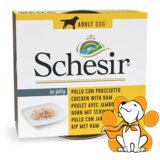 Schesir dog Chicken With Ham 150g, Vlažna Hrana Sa Piletinom i Prelivom Od Šunke Cene