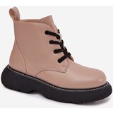 Boto Insulated women's ankle boots on platform with laces dark beige Harmine | Shoptok.si