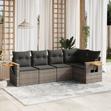 Maison Chic Seti vrtnega pohištva - Vrtna garnitura - Vrtni pohištvo set 5-delna z blazinami siv poli ratan, (21816159) | Shoptok.si