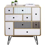 CARRYHOME komoda, siva, črna, bela, barve hrasta | Shoptok.si