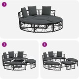 vidaXL Zunanja lounge postelja brez baldahina Black Poly Rattan | Shoptok.si