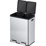 EKO koš za smeti s pedalom recycler, jeklo, 60 l, 2-delni zbiralnik, nerjavno jeklo | Shoptok.si