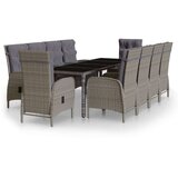  11-dijelni vrtni blagovaonski set od poliratana sivi | shoptok.hr