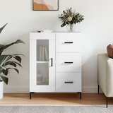 vidaXL Komoda visok sijaj bela 69,5x34x90 cm inženirski les | Shoptok.si