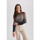 Defacto Crew Neck Gradient Transition Long Sleeve Tulle Tunic
