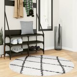 vidaXL Čupavi moderni tepih s visokim vlaknima krem-crni Ø 120 cm | shoptok.hr