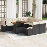 vidaXL Set vrtnog namještaja Set od 9 Crna Ratan Vrtna sofa Pravokutna Cijene