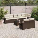  9-dijelni set vrtnih sofa s jastucima poliratan smeđi | shoptok.hr
