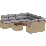  9-delni vrtni kavč set z blazinami bež poli ratan | Shoptok.si