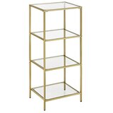 Songmics kopalniška polica, polica iz kaljenega stekla, 4-nadstropna odlagalna enota, trdna, enostavna za montažo, za dnevno sobo, spalnico, pisarno, zlata LGT28G, (21313519) Cene