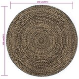  Ručno rađeni tepih od jute crne i prirodne boje 150 cm | shoptok.hr