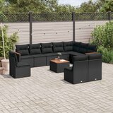  11-dijelni set vrtnih sofa od poliratana s jastucima crni Cijene