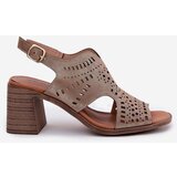 Boto Ladies Perforated Sandals On A Heel Gold Tosine | shoptok.hr