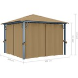  Sjenica sa zastorom 300 x 300 cm smeđe-siva aluminijska | shoptok.hr