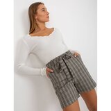 Fashion Hunters Beige and white women's elegant checkered shorts Cene