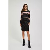 Marisse Black Striped Sweater With Metallic Thread And Round Neckline | Shoptok.si