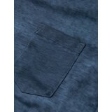 Ombre Men's cotton V-neck knit t-shirt with wash effect - navy blue | Shoptok.si