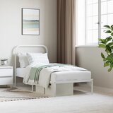 Maison Chic Kovinski Posteljni okvir - Enojna postelja - Postelja za odrasle z vzglavjem bel 90x200 cm, (21694312) | Shoptok.si