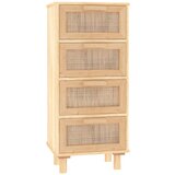 vidaXL Komoda rjava 40x30x90 cm trdna borovina in naravni ratan, (20805173) | Shoptok.si