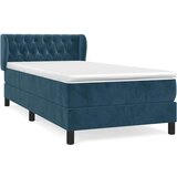 Box spring krevet s madracem tamnoplavi 90x200 cm baršunasti | shoptok.hr