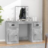 The Living Store Toaletna mizica z LED lučkami betonsko siva 130x50x132,5 cm - Toaletna Mizica, (21671154) | Shoptok.si