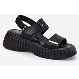 EVENTO Leather Women's Platform Sandals Black Mertella | Shoptok.si