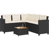 Maison Chic Vrtni kavč - Zunanji kavč z mizo in blazinami v obliki črke L črn poli ratan, (22040880) | Shoptok.si