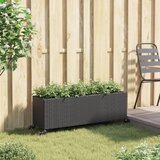  Vrtna sadilica s kotačima 3 posude crna 107x32x38 cm poliratan | shoptok.hr