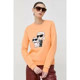 Karl Lagerfeld Dukserica za žene, boja: narančasta, s tiskom