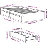  Okvir za krevet s ladicama bijeli 100x200 cm konstruirano drvo | shoptok.hr