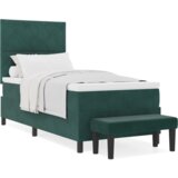  Postelja z vzmetnico z vzmetnico Temno zelena 90 x 200 cm Žamet, (5000126665) | Shoptok.si