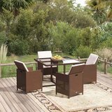  5-dijelni vrtni blagovaonski set s jastucima poliratan smeđi Smeđa 109 cm table length | shoptok.hr