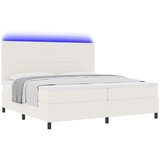  LED Box Spring Krevet s uzglavljem Krema i bijela 200 x 200 cm | shoptok.hr