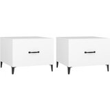 Furnova Klubske mizice s kovinskimi nogami 2 kosa bele 50x50x40 cm, (21913864) | Shoptok.si