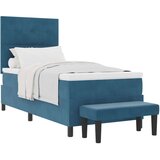 Box Spring Krevet s madracem i klupom tamno plave boje 80x200 cm baršun | shoptok.hr
