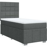 vidaXL Box spring postelja z vzmetnico temno siva 100x200 cm blago | Shoptok.si