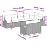  8-dijelni vrtni kauč set s jastučićima Crni poli ratan | shoptok.hr